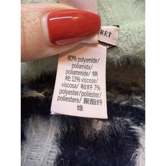 Victoria's Secret Soft Cozy Fuzzy Crop Fair Isle Sweater Shirt Top Small - Picture 7 of 8
